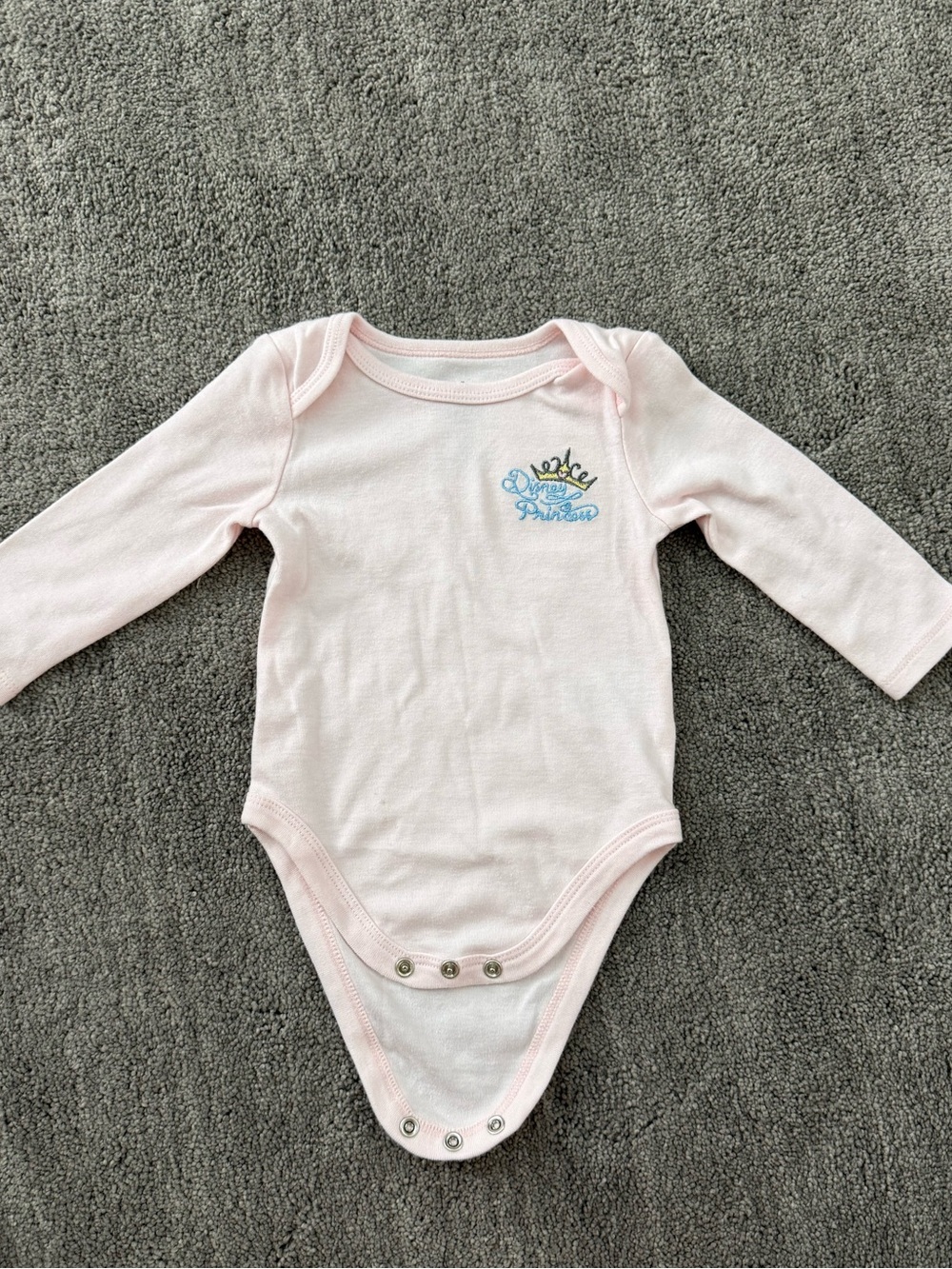 Disney Light Pink Long-Sleeve Baby Bodysuit with Embroidered Detail